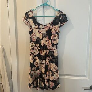 Love, Fire Black and Pink Floral Mini Dress